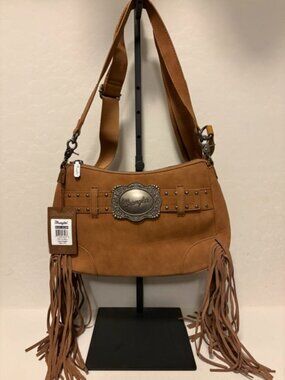 New, Wrangler Fringe Buckle Hobo Bag/Crossbody Bag-Camel brown, NWT